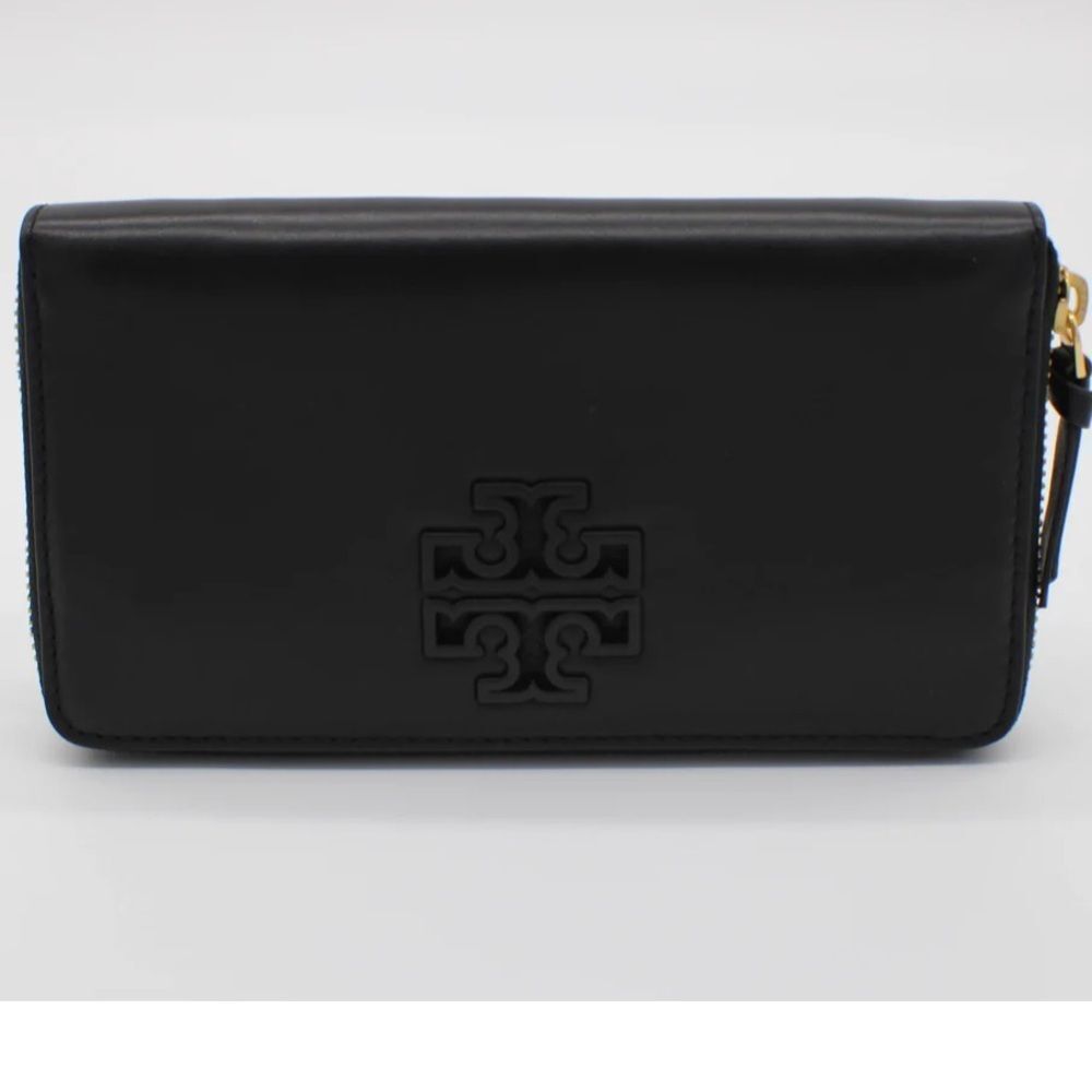 Tory Burch Lily Large Zip Pouch Wallet Black Leather‎ NWOT